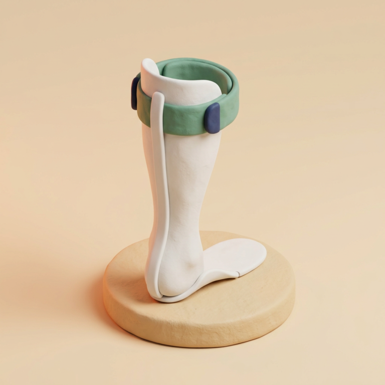 Illustration of a posterior leaf spring ankle-foot orthosis with a thin flexible back strip